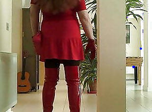 Red Patent Thigh Boots