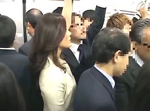 Censored Japanese MILF public groping