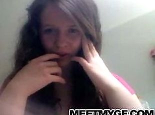 Cam; Cute brunette teen strips on webcam