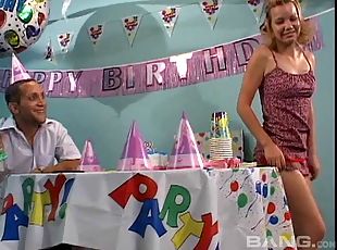 Her birthday party ends with a dick up her asshole