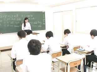 After a long day Namiki Touko is ready to take a penis in the classroom