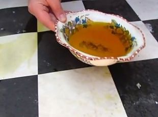 Russian mother, piss in a bowl. Golden drink;)