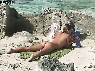 nudisti, pubblici, videocamera, spiaggia, voyeur, belle