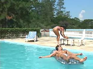 Oral pettings and anal poolside sex with Asian tart outdoor.