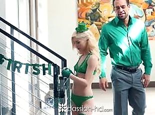 Petite blonde Piper Perri fucks on St-Patrick's Day