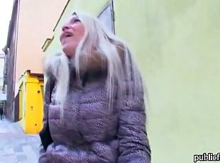 Superb amateur blonde Czech girl Karol sucks and fucked for money