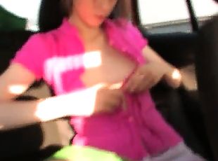 Fingering my girlfriends pussy in a car
