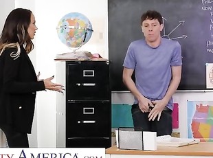Naughty America - McKenzie Lee fucks her student so he can focus be...