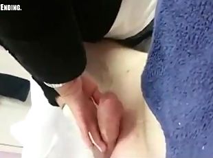 Asian lady ends waxing with a jerk off