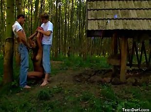 Innocent teen fucked in a forest