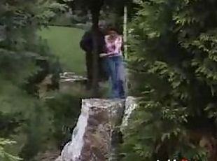 Amateur couple fuck hard in the woods