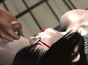 Busty 3D hentai slut gets ass cummed