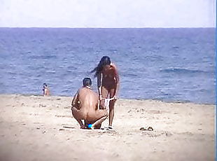 mamilos, nudista, câmara, praia, vigia, espanhol