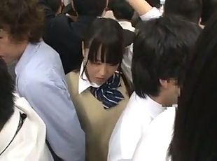 Japanese Schoolgirl Gets Train Choke + Squirting
