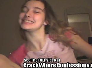 Crack whore jerks herself and cock