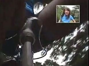 Dildo Bicycle Seat Ride in a Public Park (Two Asian Teens)