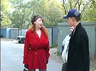 Mature russian redhead fucked by 2 guys