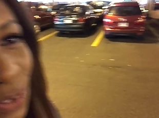 Peeing in crowded parking lot - ALMOST CAUGHT