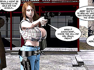 3D Comic:menacing Six Gun Sisters.fearsome Movie Scene 5