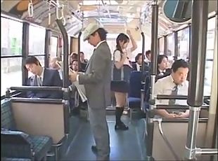 Japanese Schoolgirl Bus Grope & Facials 1