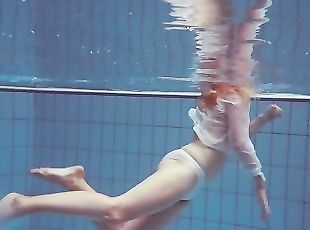 medence, bikini, víz-alatt