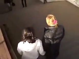 Teen Lesbians In Public Train Station Have Sex