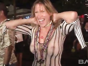These mature women love to flash in public and they've got big natural tits