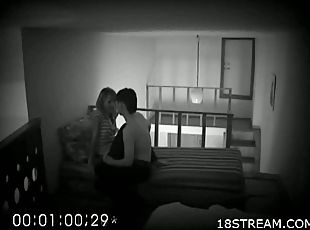 Sexy teen couple gets nasty in voyeur vid