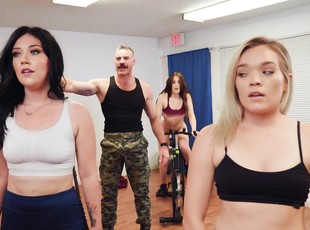 Aubree Valentine fucked on a trainer while Milfs waiting for turn t...