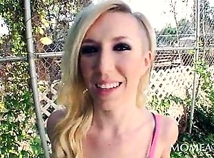 Sexy blonde pays visit to her black neighbor for wild sex