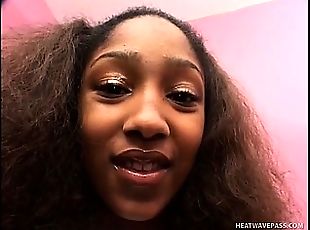 Ebony Isyss does a striptease, combs her twat hair and toys herself