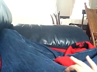 Rubbing myself to orgasm in boxers and jeans