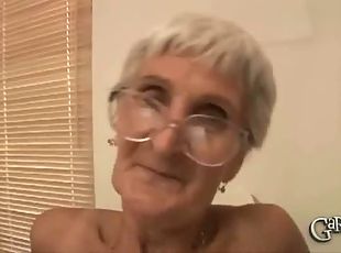 Hairy granny sucks and gets fucked by a young stud