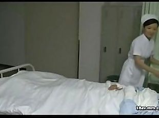 Horny Asian nurse rides patient