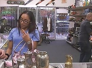 Sexy nurse goes to a pawnshop and fucked