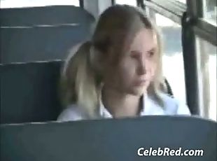 écolière, anal, blonde, bus