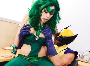 Addictive MILF rides Wolverine's endless dick in severe role play