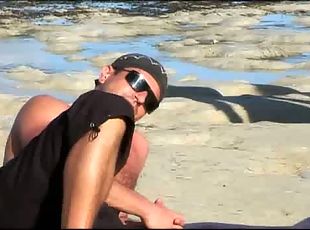 Blonde dolly meets two dicks on the beach and they both stuff her luscious holes.