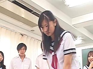 meando, colegiala-schoolgirl, adolescente, japonés, clase