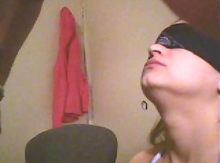 Kinky blindfolded girlfriend webcam blowjob