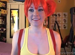 Lucy Ohara masturbates with a wig on