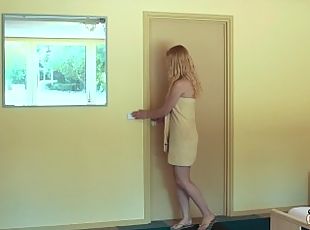 Young blonde teen gets her pussy fucked hard and sucks the old man ...