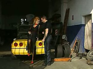 Car repair worker banging street slut on a car making its owner as ...