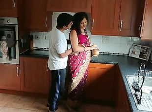 Indian red saree Bhabhi caught watching porn by Devar fuck desi hin...