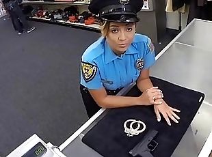 Busty Latina cop gets nailed for money